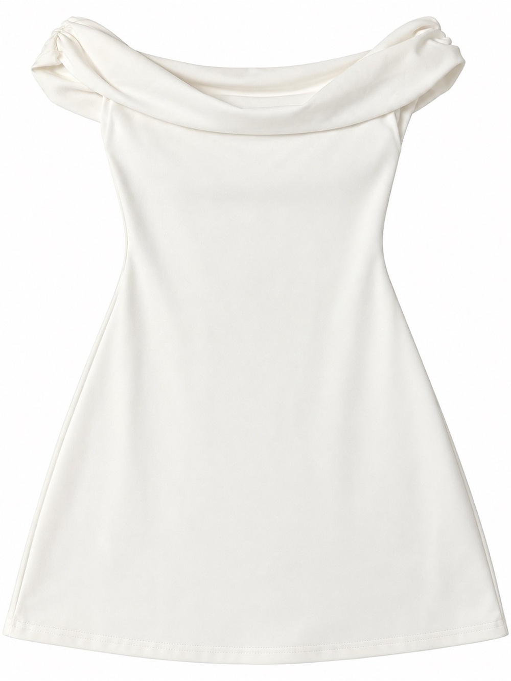 Women’s Ivory Off Shoulder Cowl Neck A-Line Mini Dress Elegant Party Dress